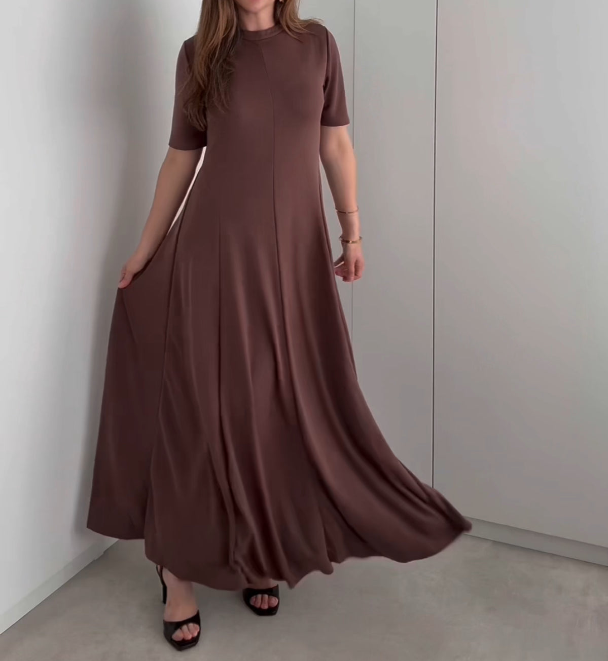 Flowy Dress Chocolate Brown Saira Flowy Dress Chocolate Brown Saira