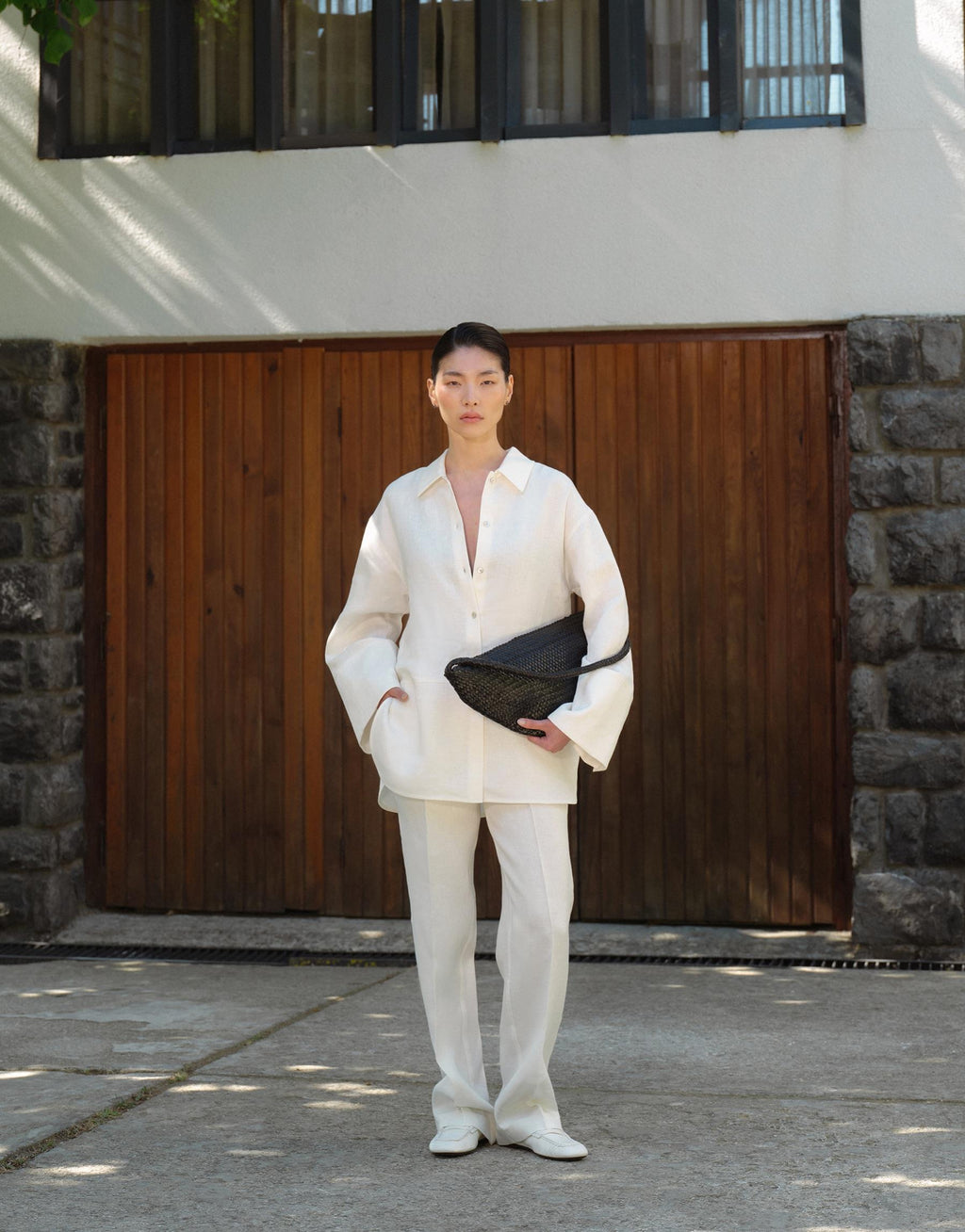 Kkdesign Linen Cut Detail Shirt Ecru