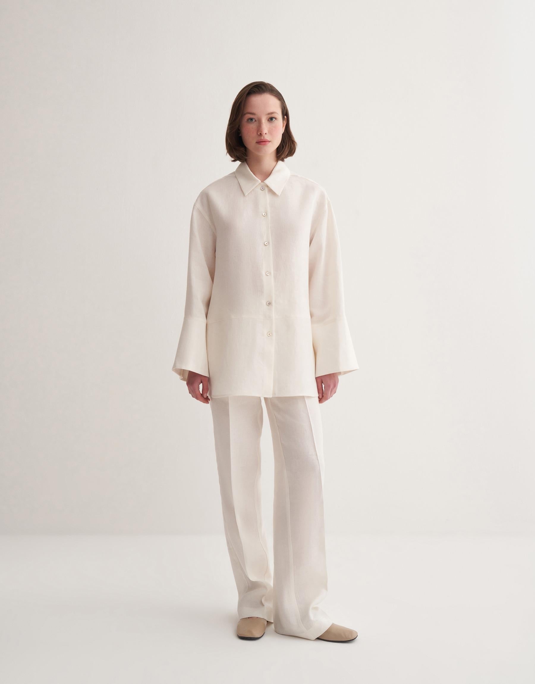 Kkdesign Linen Cut Detail Shirt Ecru