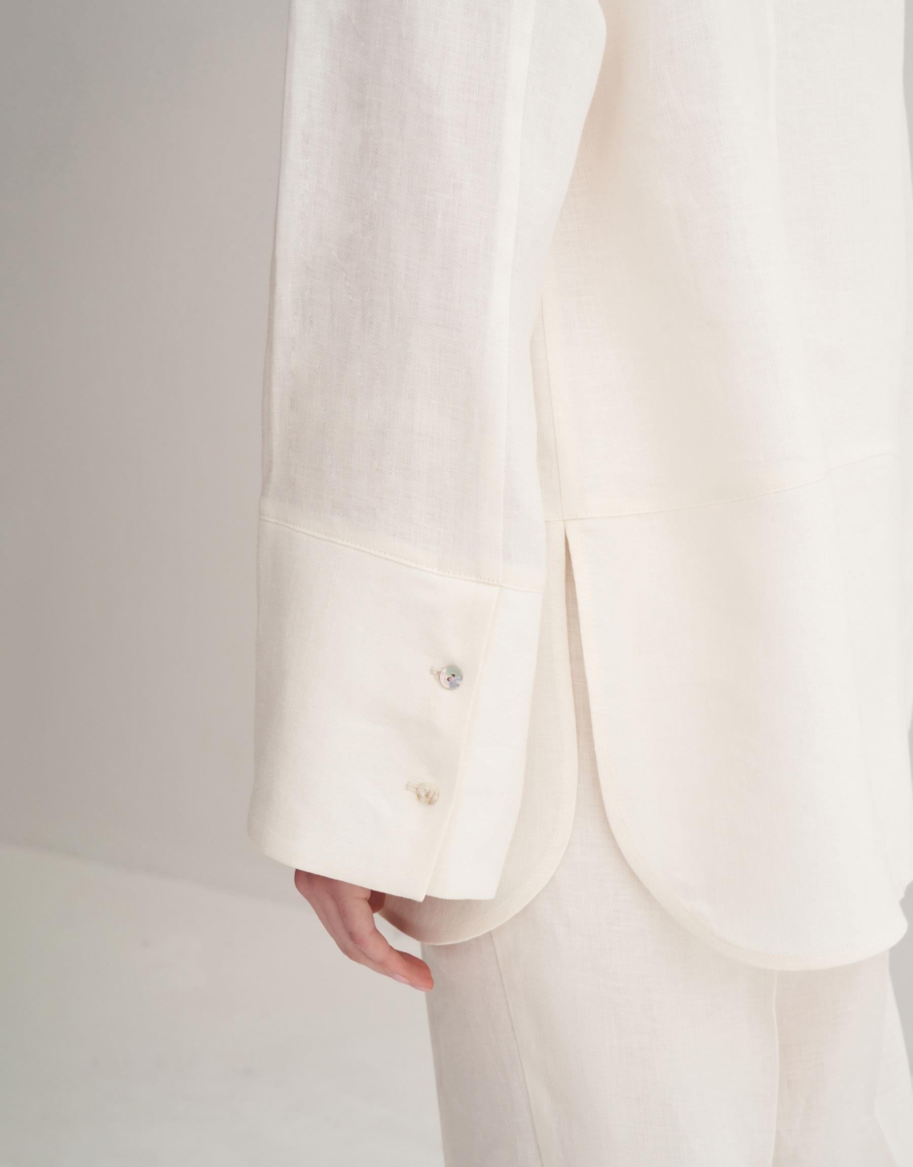Kkdesign Linen Cut Detail Shirt Ecru