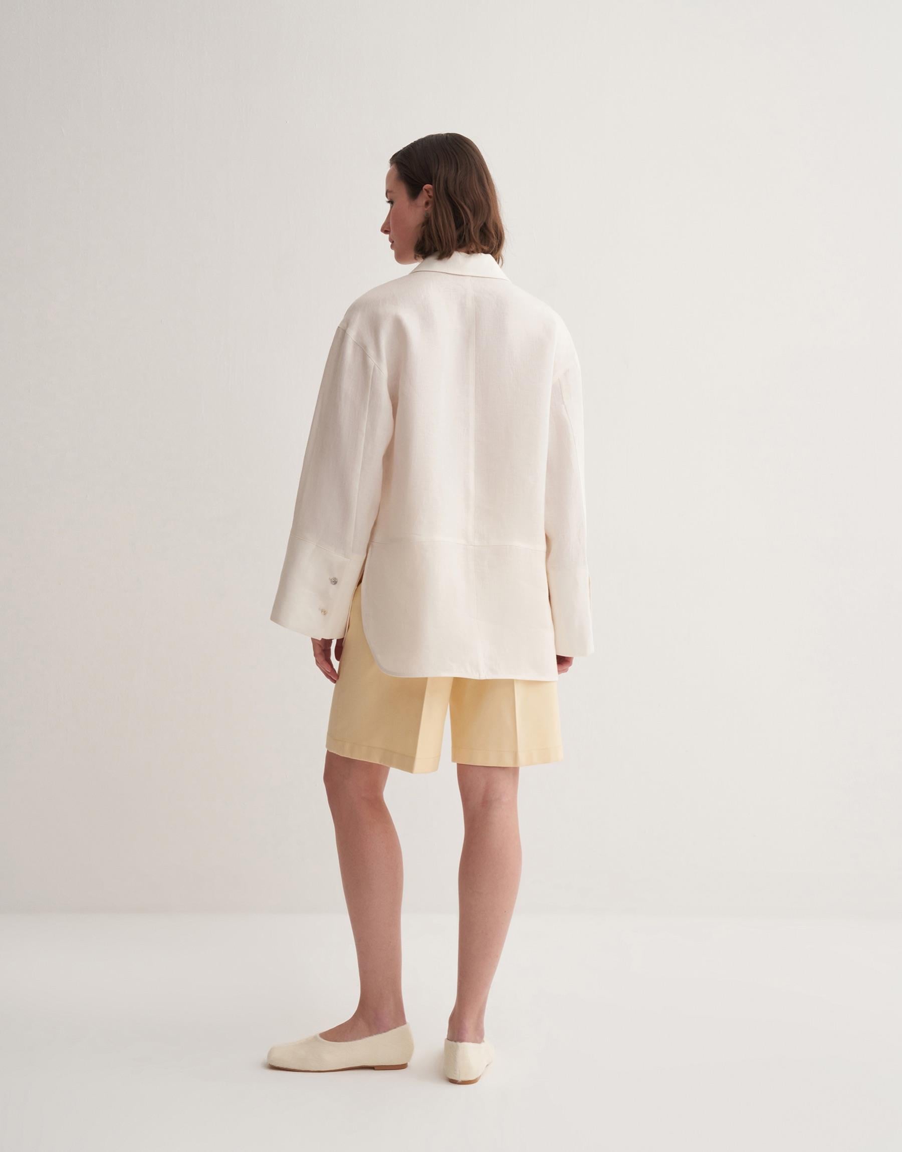 Kkdesign Linen Cut Detail Shirt Ecru
