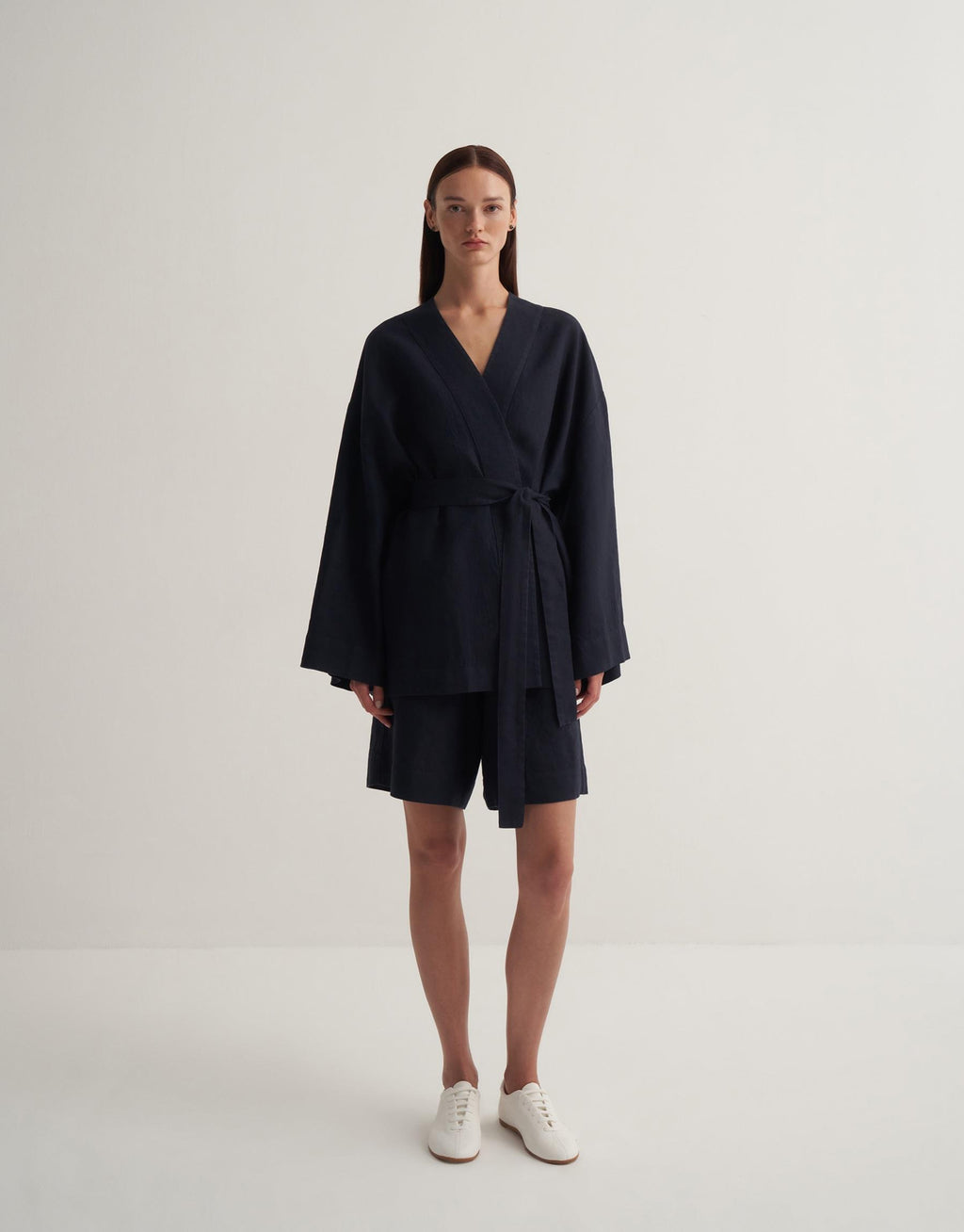 Kkdesign Linen Kimono Navy Blue
