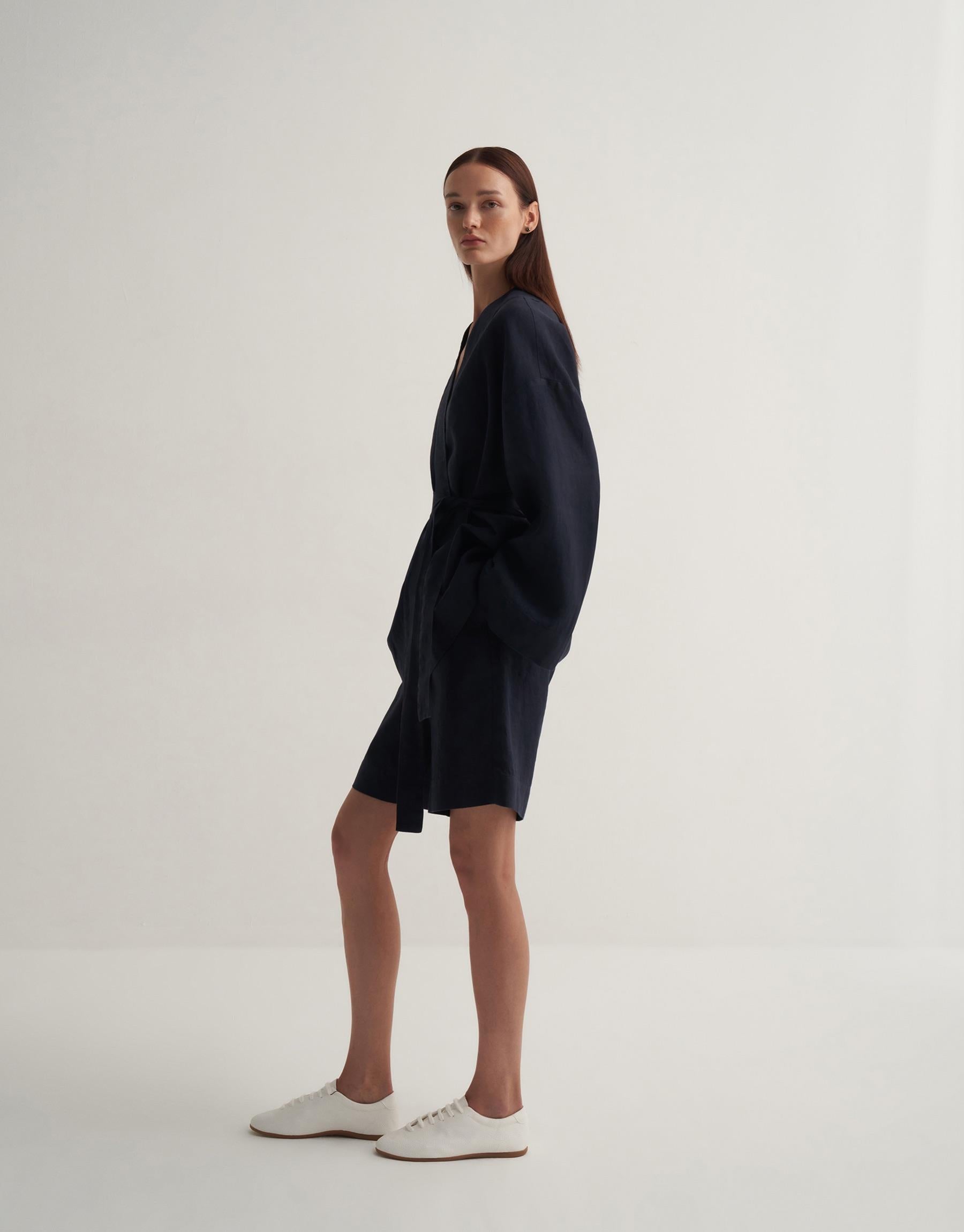 Kkdesign Linen Kimono Navy Blue