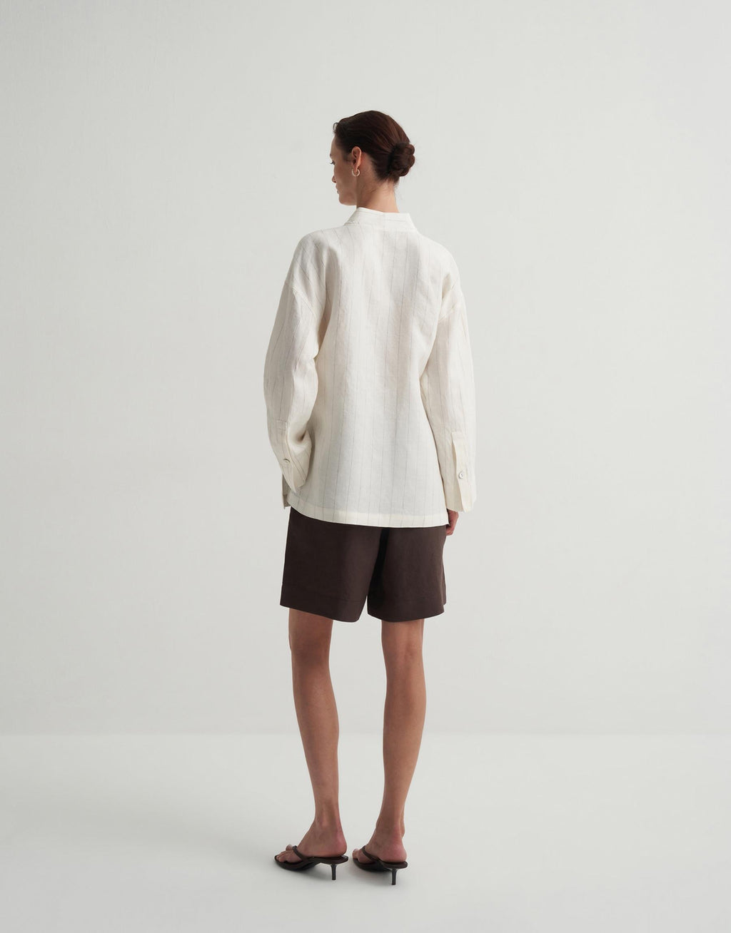 Kkdesign Linen Striped Kimono Ecru