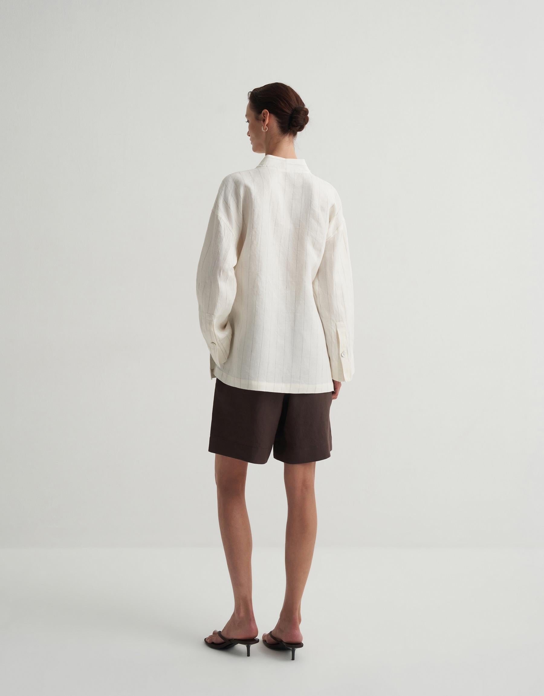 Kkdesign Linen Striped Kimono Ecru