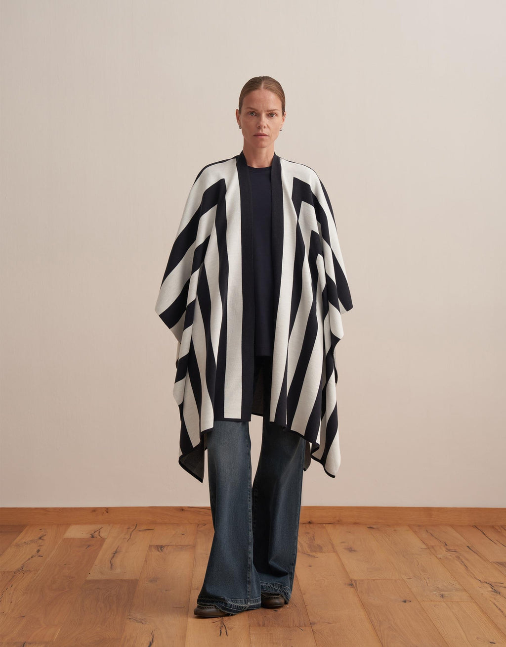Striped Knit Poncho