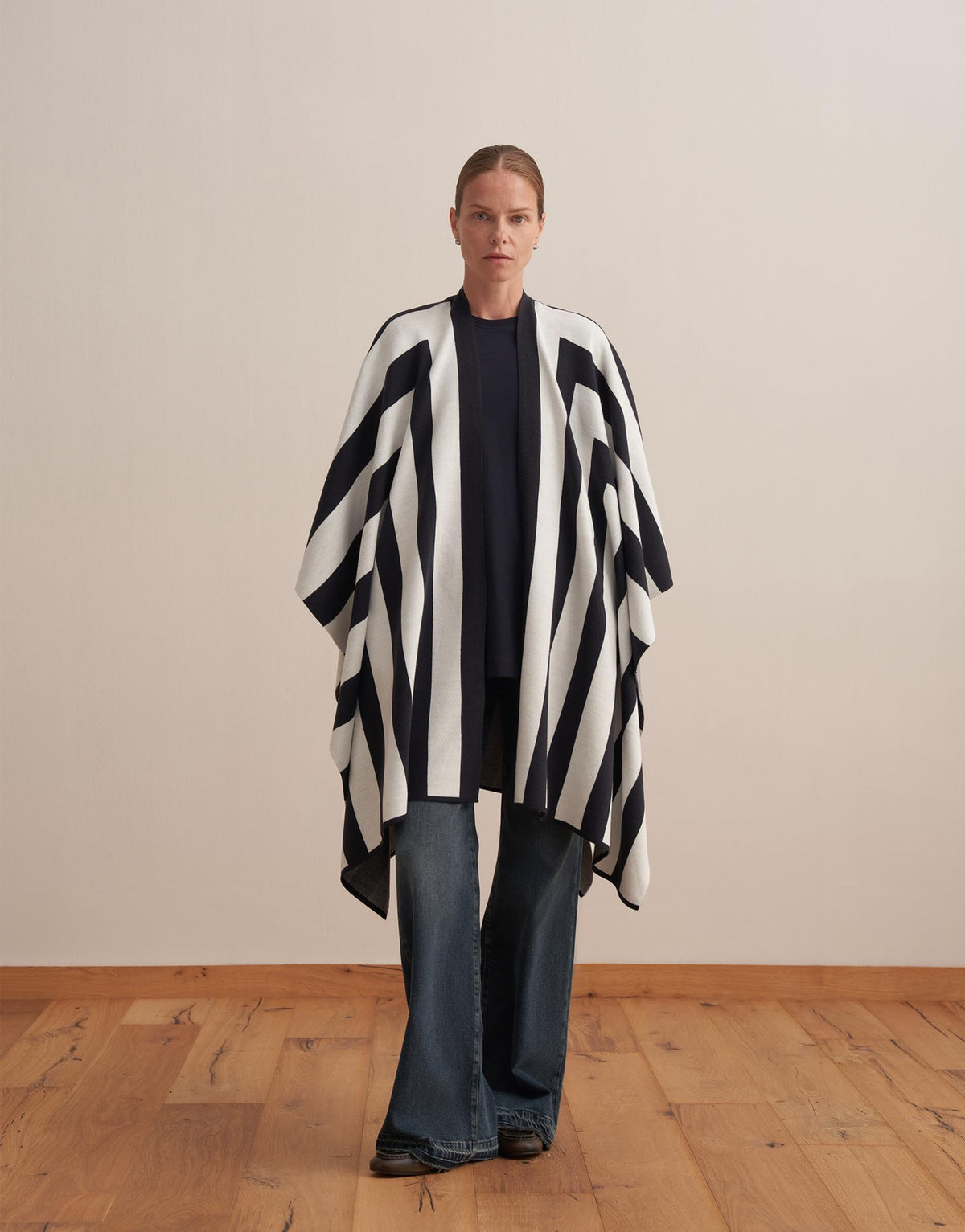 Striped Knit Poncho