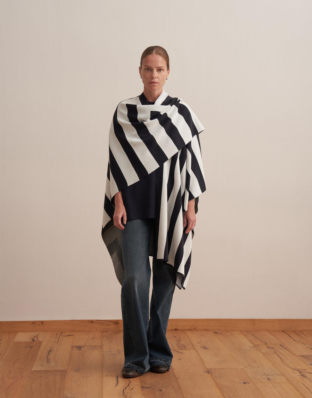 Striped Knit Poncho