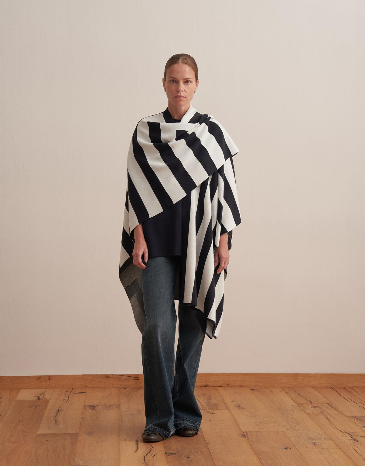 Striped Knit Poncho