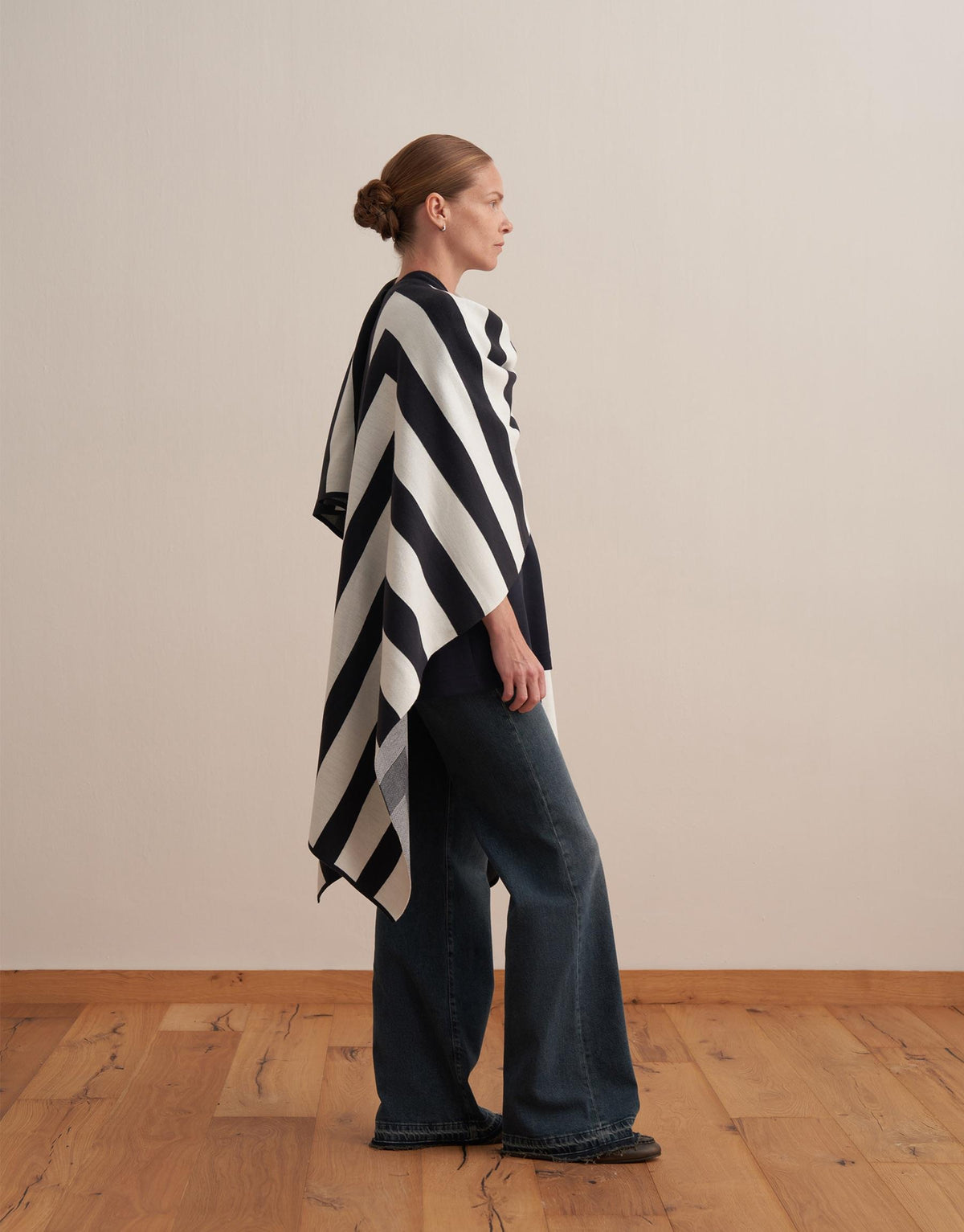 Striped Knit Poncho