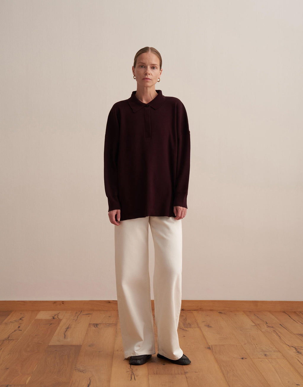 Cotton Polo Neck Knit Sweater