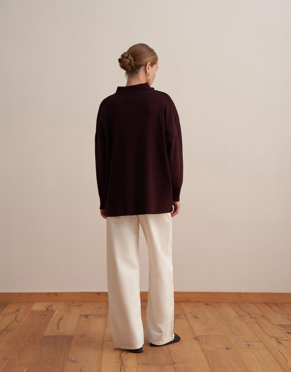 Cotton Polo Neck Knit Sweater