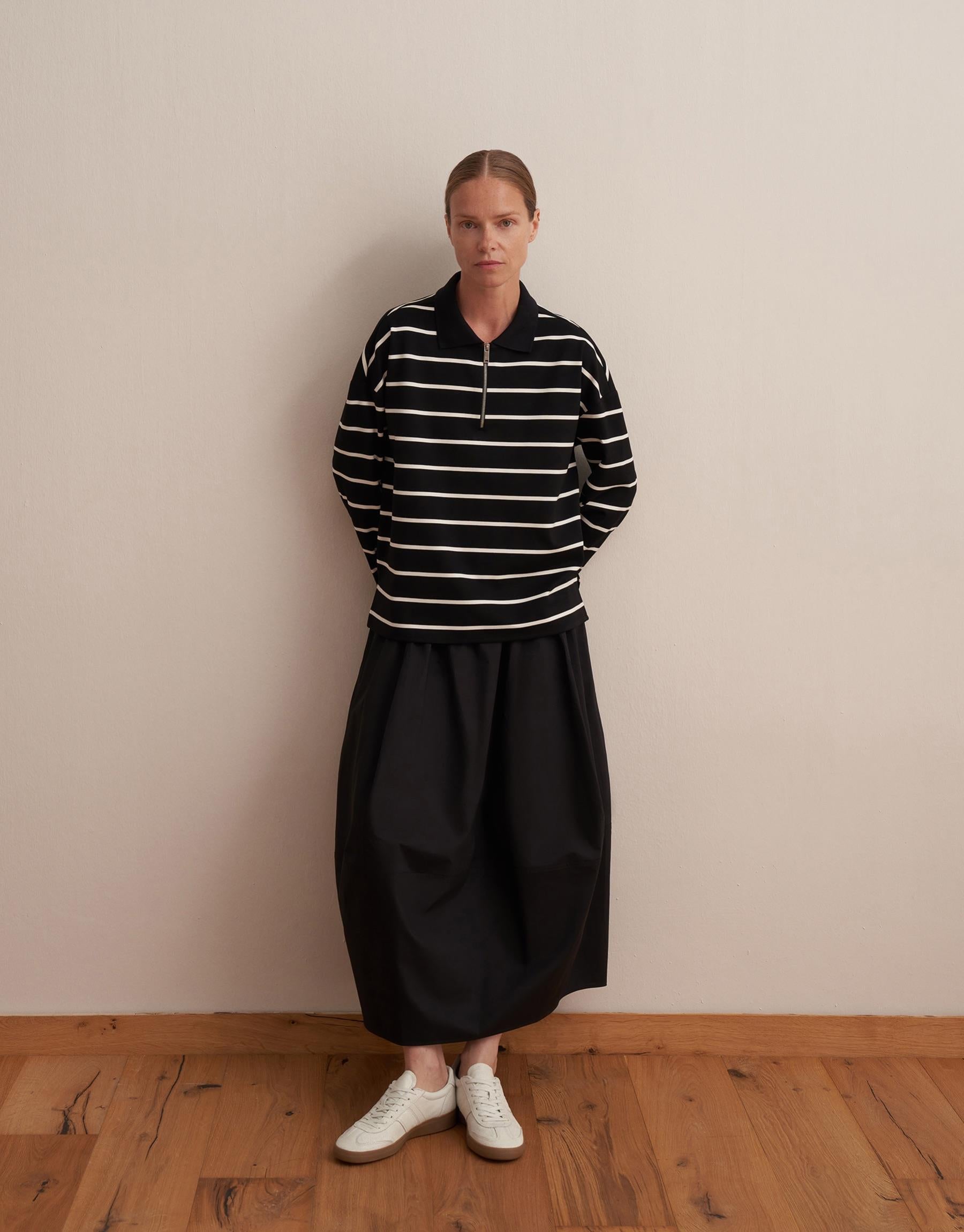 Polo Neck Striped Sweatshirt