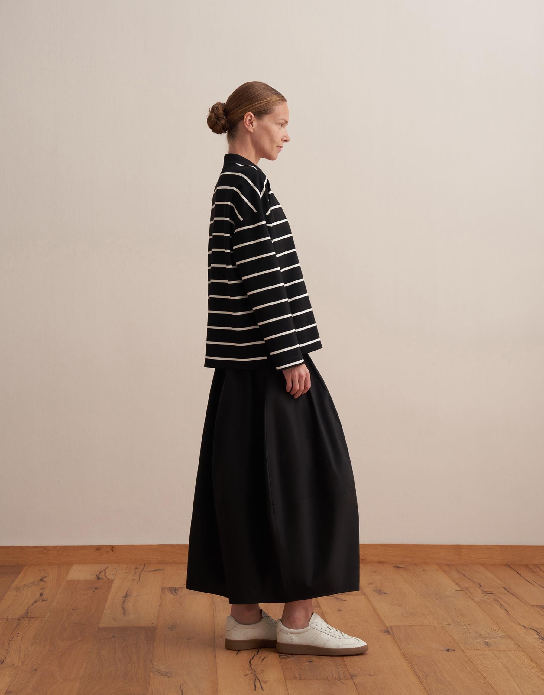 Polo Neck Striped Sweatshirt