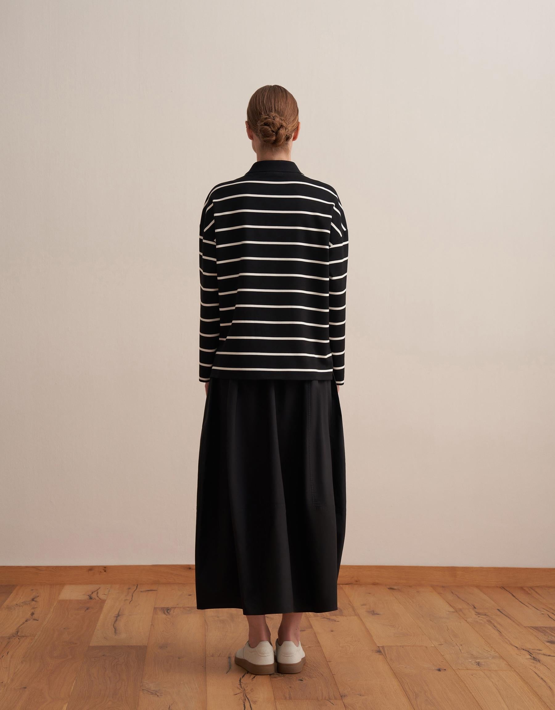 Polo Neck Striped Sweatshirt