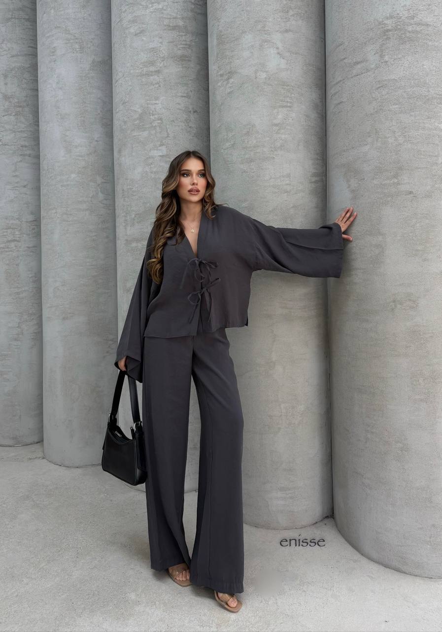 Wide Leg Set Charcoal