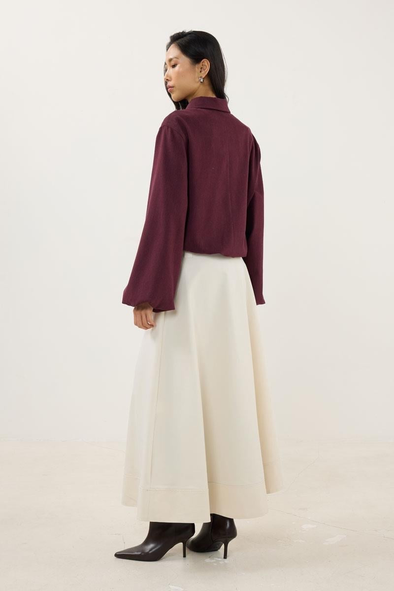 Burgundy Zippered Bomber Jacket