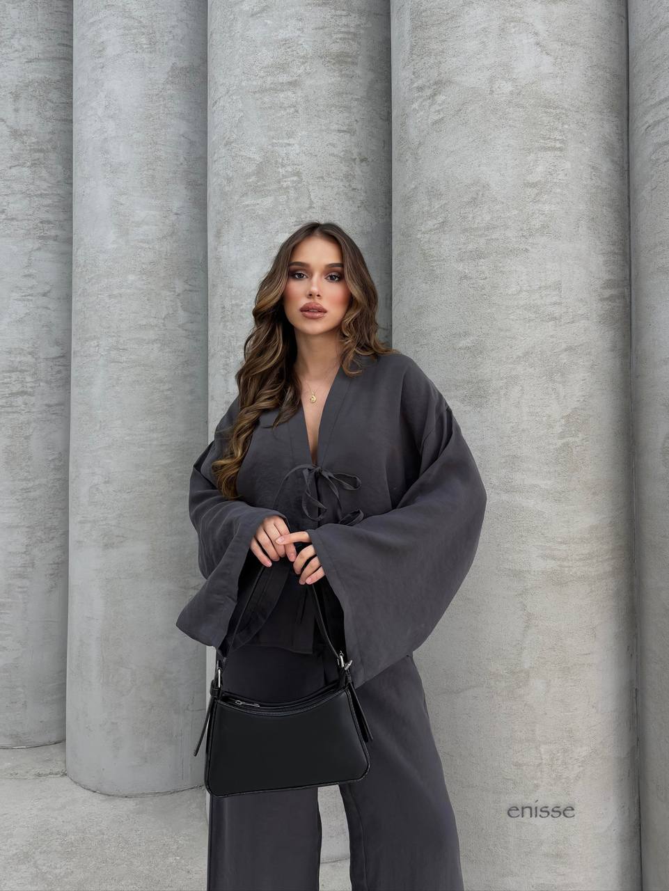 Wide Leg Set Charcoal