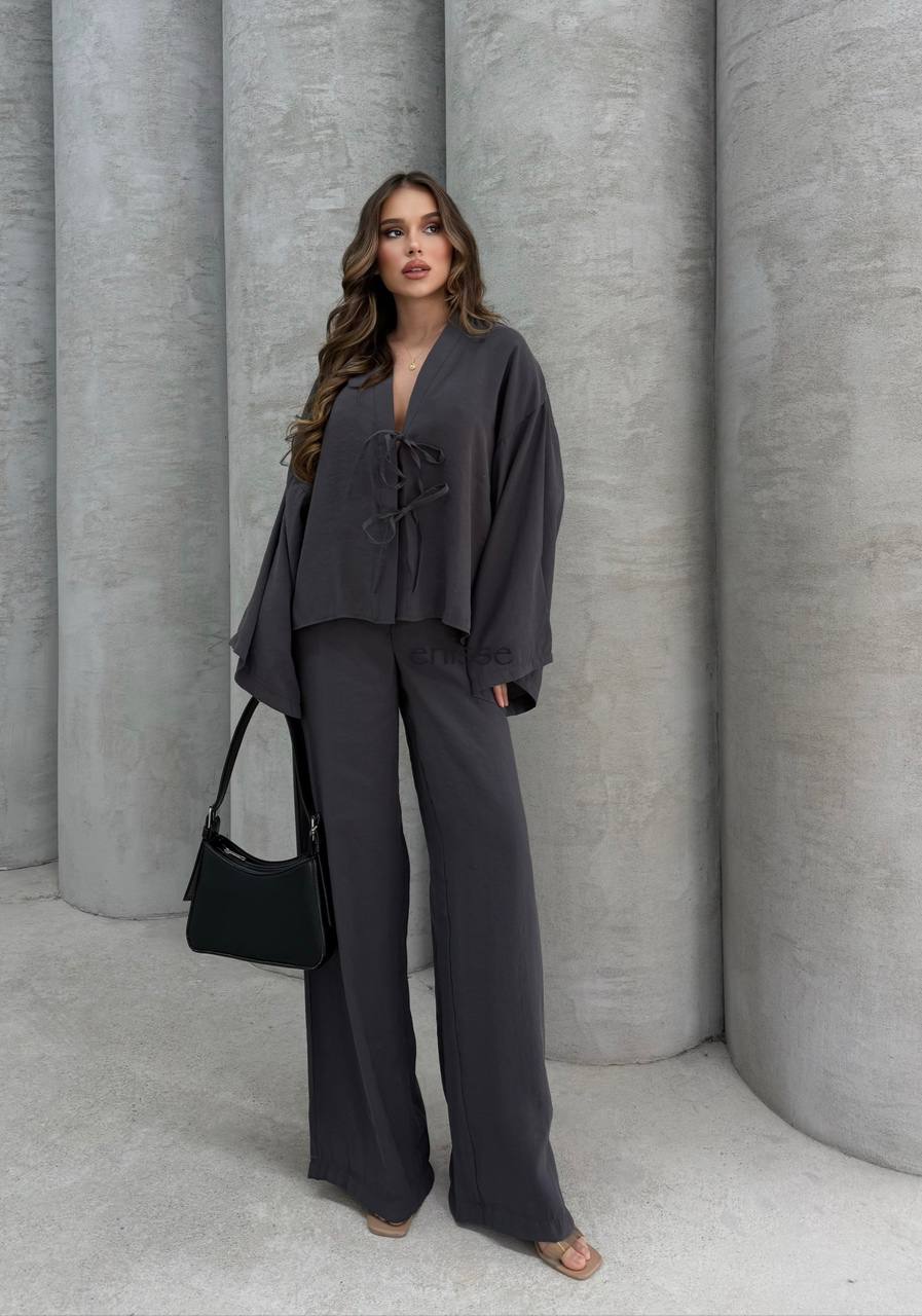 Wide Leg Set Charcoal
