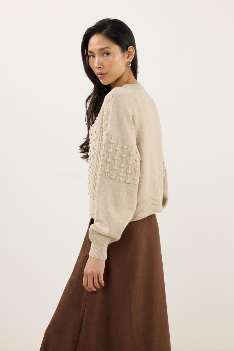 Cream Sweater with Knot Detail