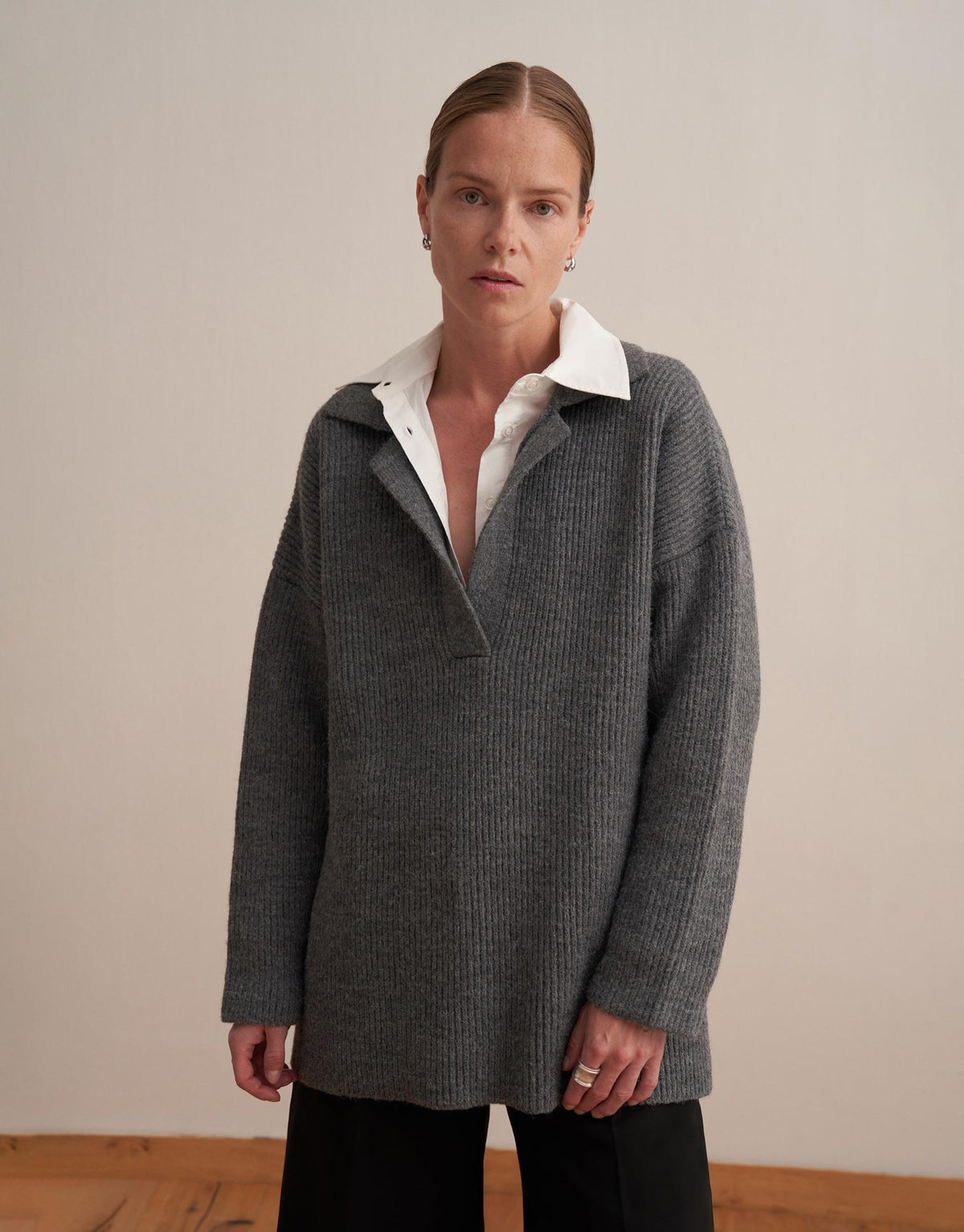 Polo Neck Knit Sweater
