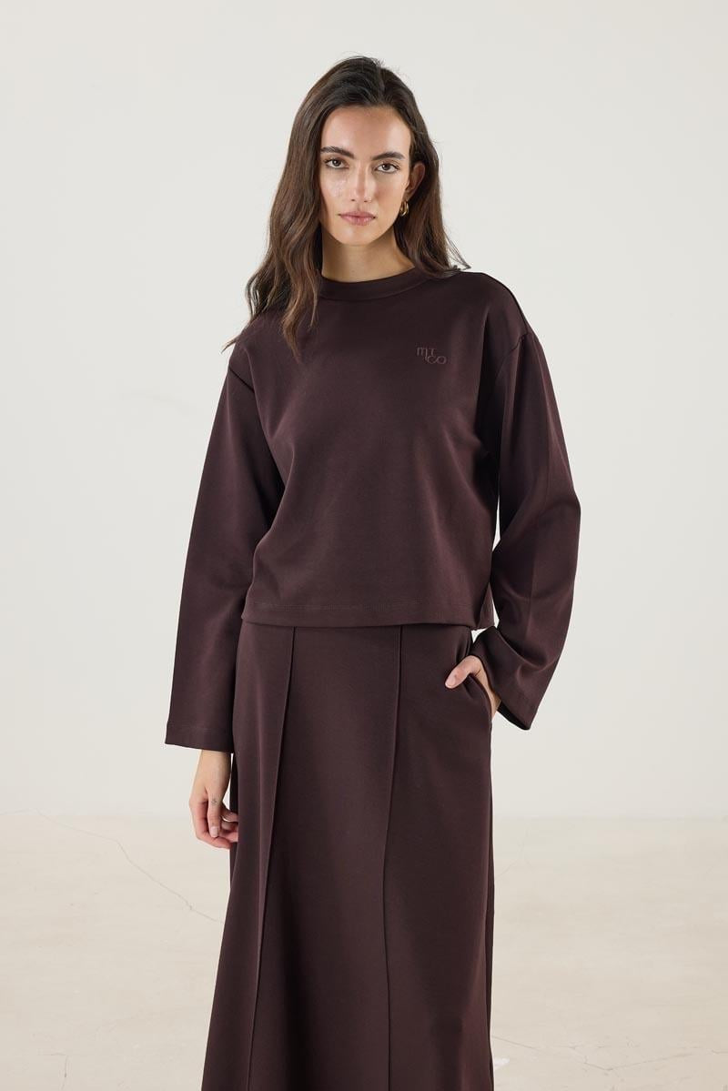 Dark Brown Cropped Sweatshirt