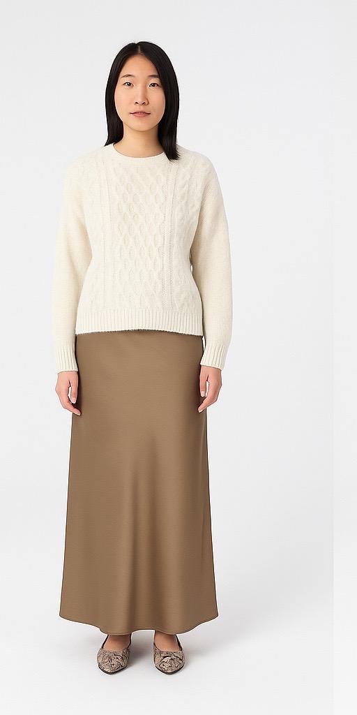 Maxi Satin Skirt Taupe