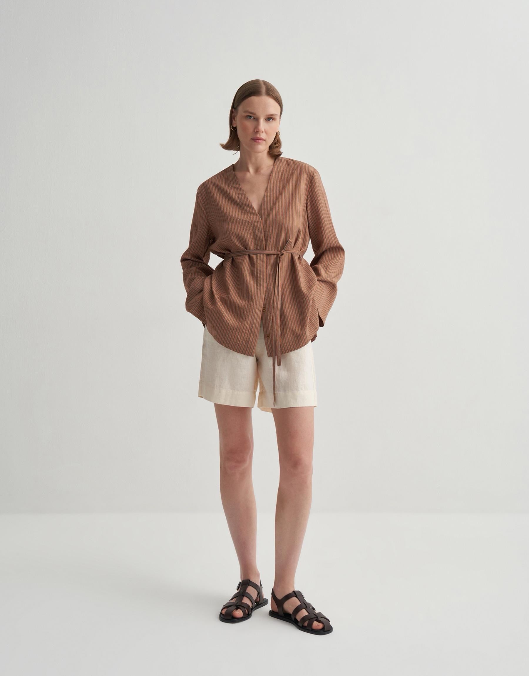 Kkdesign V Neck Button Down Shirt Orange
