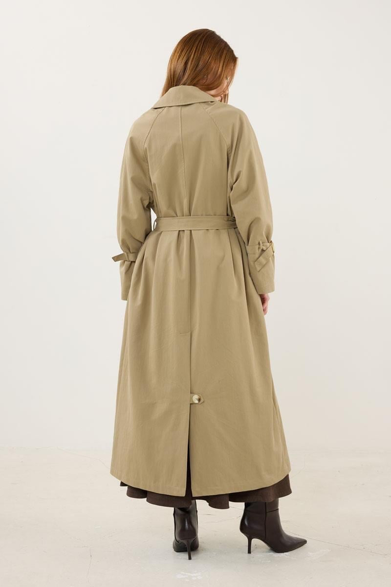 Trench Coat with Bone Buckle Khaki