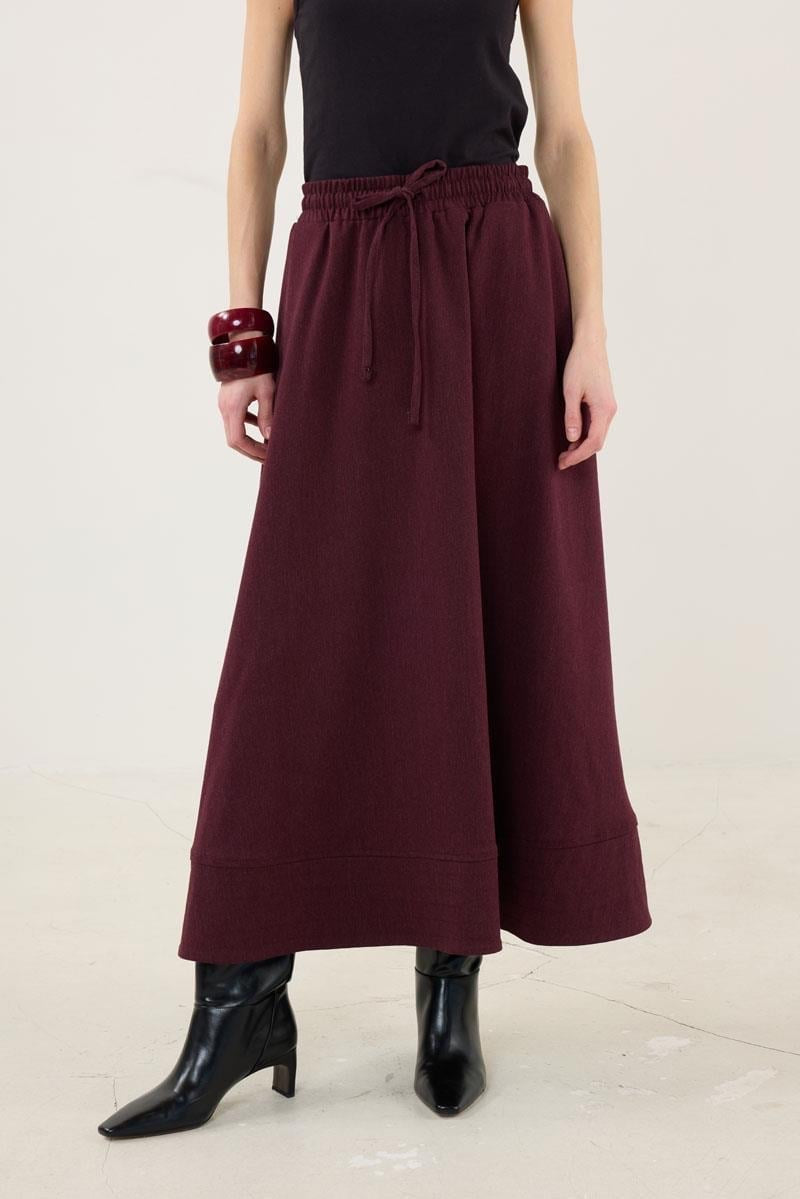 Burgundy Skirt with Stitch Detailing