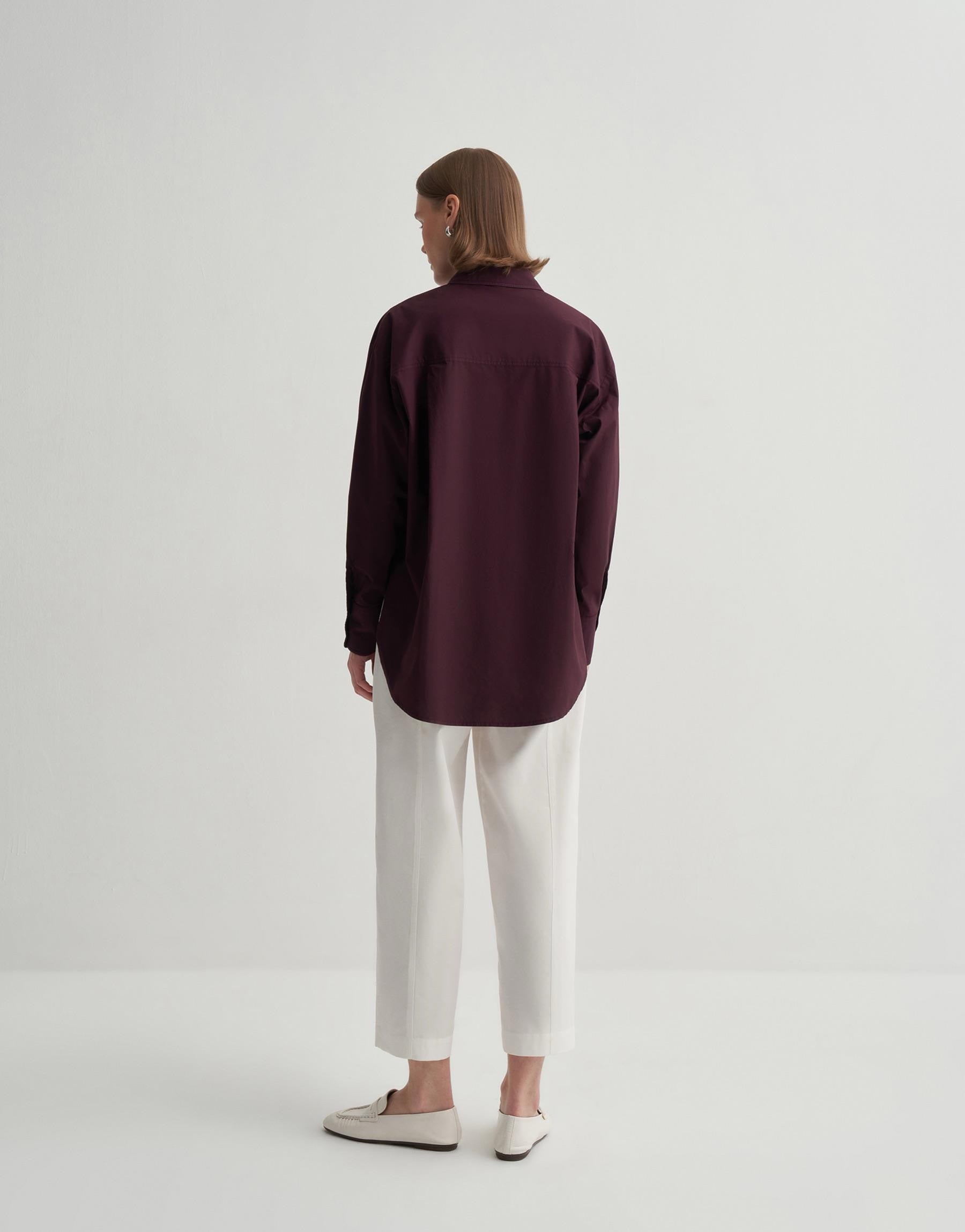 Kkdesign Slit Detailed Cotton Shirt Damson Color