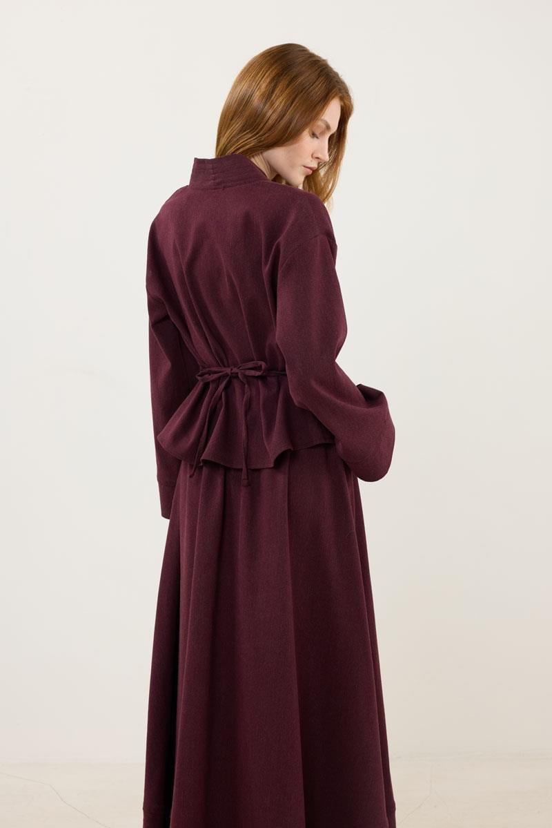 Burgundy Jacket with Stitch Detailing