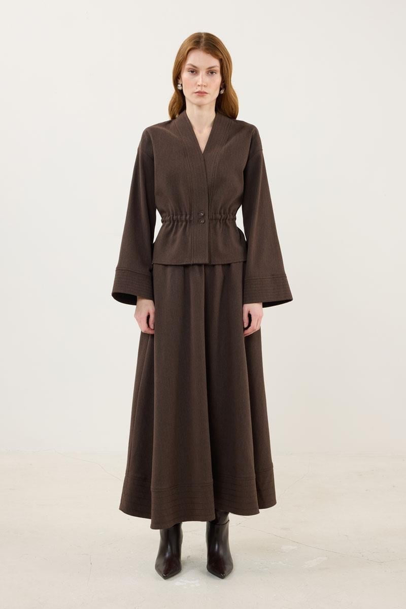 Dark Brown Jacket with Stitch Detailing