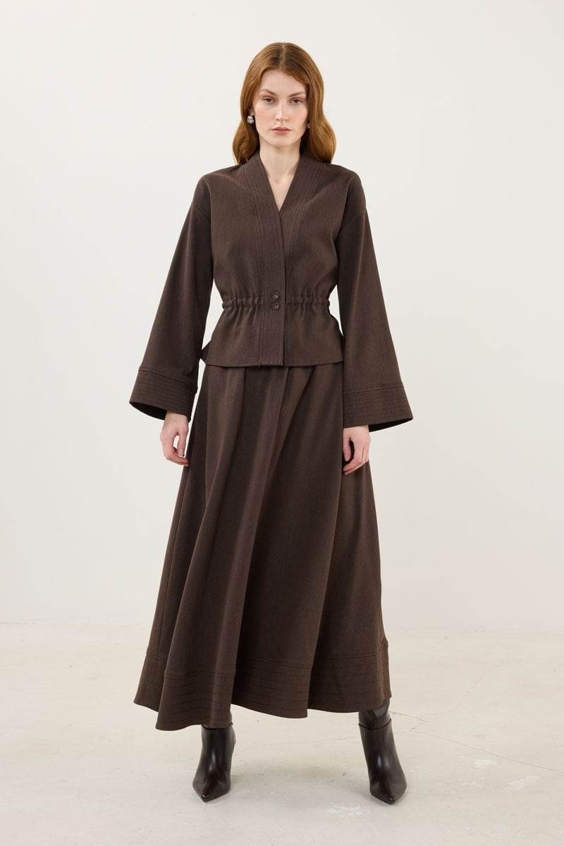 Dark Brown Jacket with Stitch Detailing