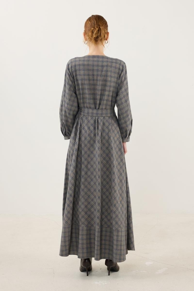 Beige Plaid Dress