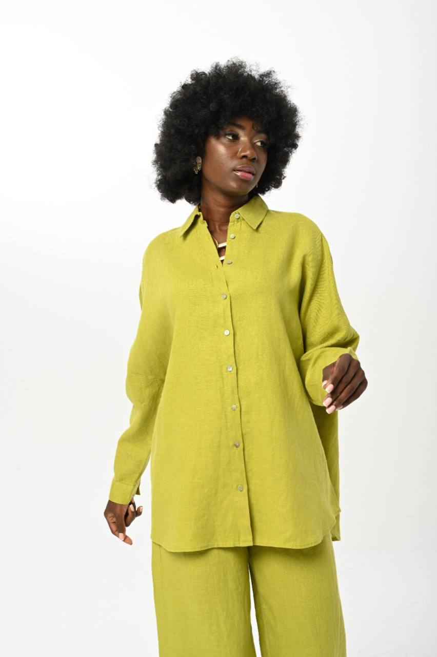Linen Set lime green