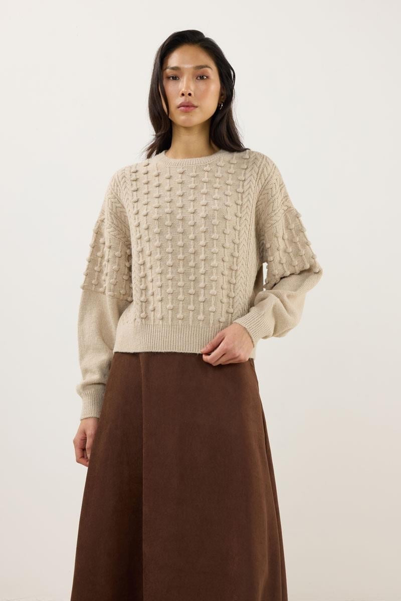 Cream Sweater with Knot Detail