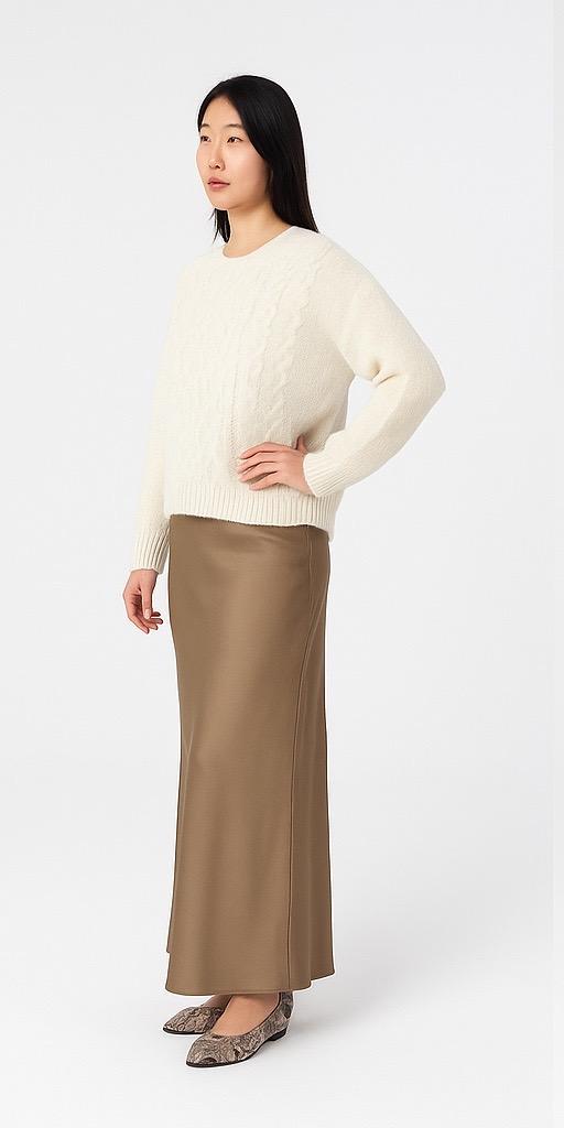 Maxi Satin Skirt Taupe
