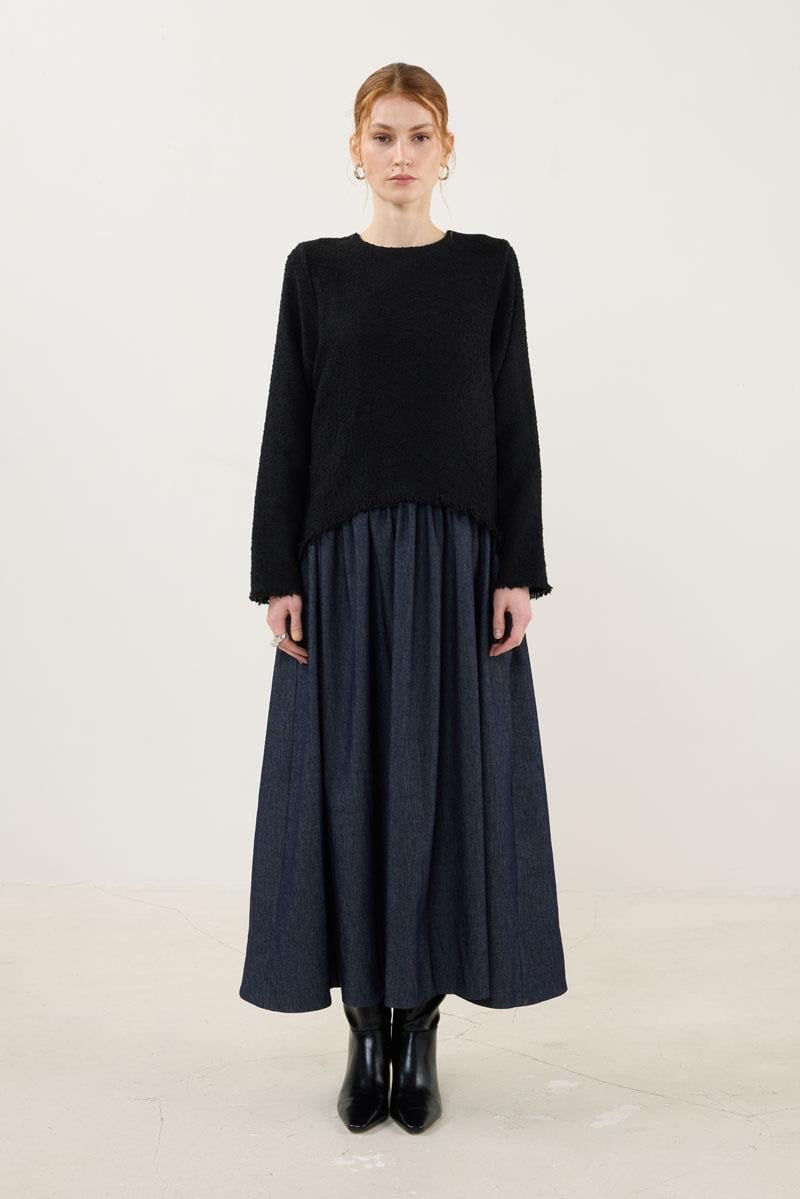 Black Denim-Skirt Dress