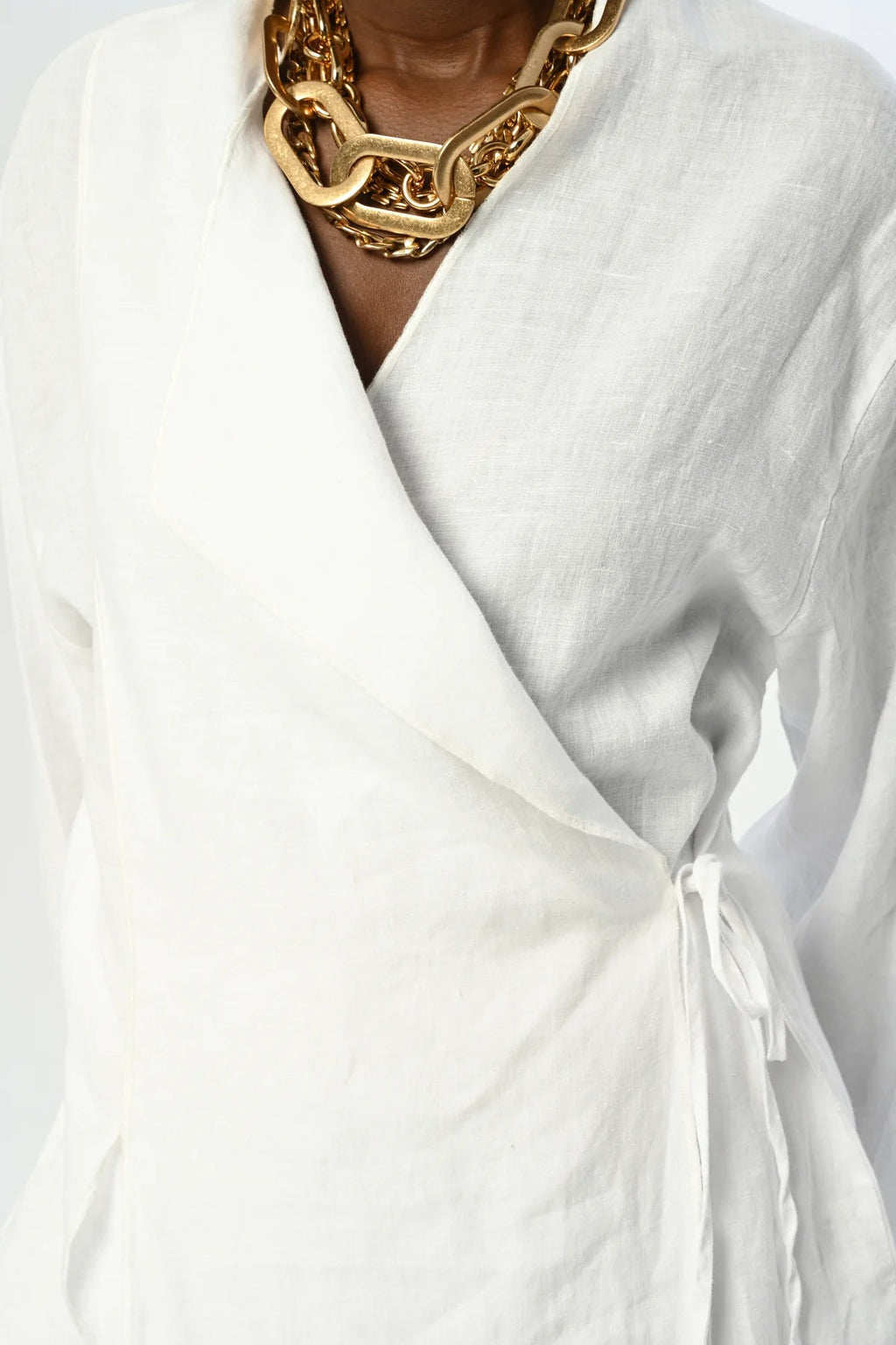 Linen white Wrap Blouse