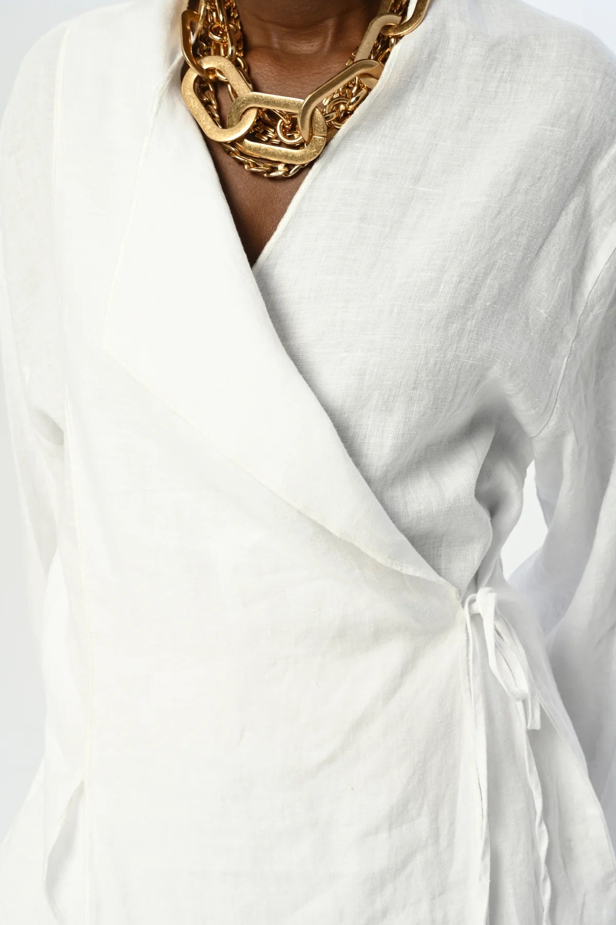 Linen white Wrap Blouse