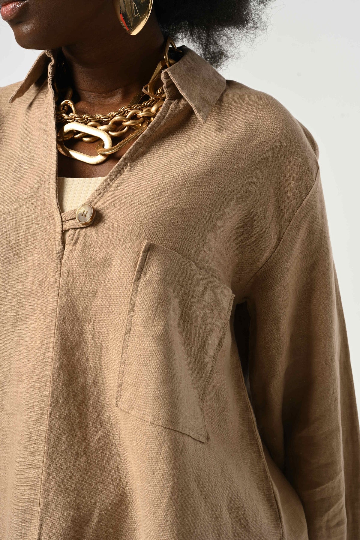 Linen blouse caramel