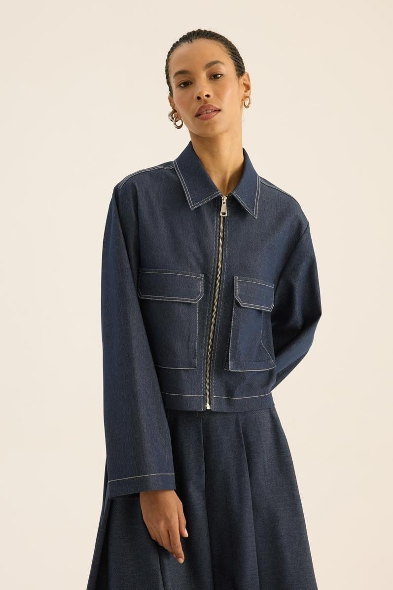 Denim Jacket with Zipper