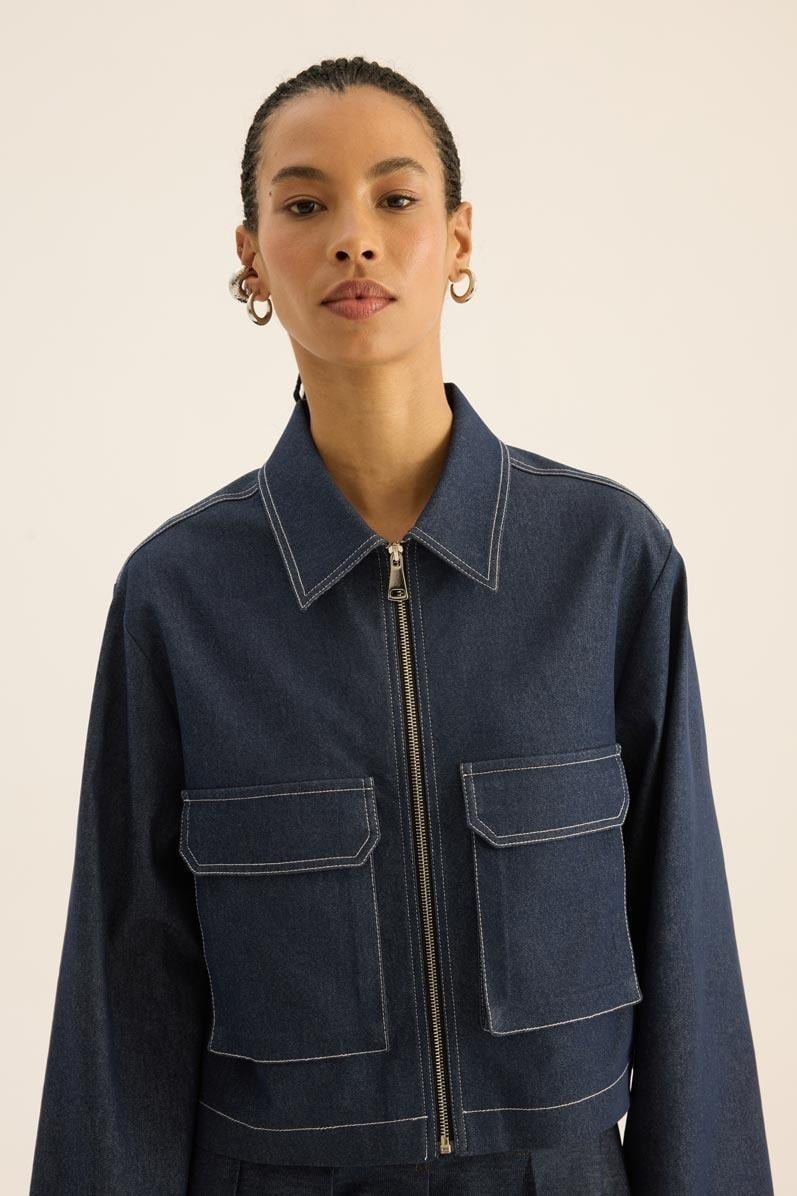 Denim Jacket with Zipper